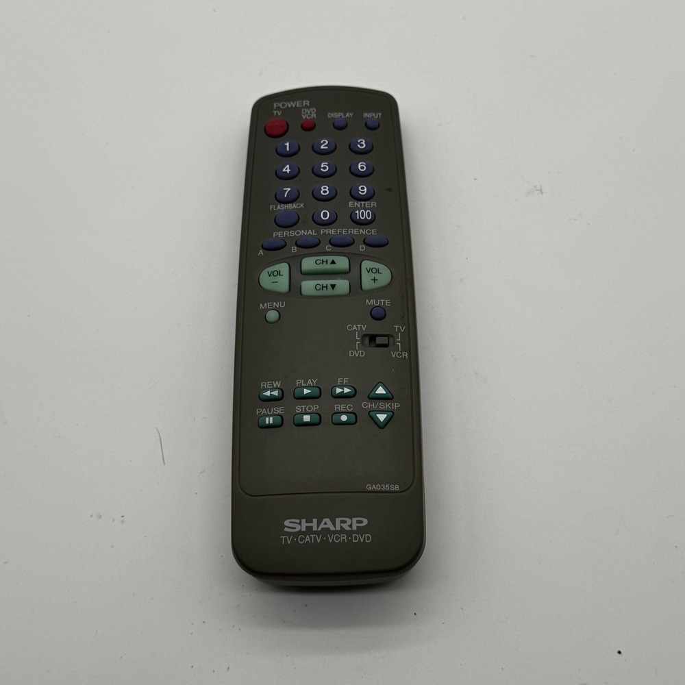 SHARP GA035SB TV CATV VCR DVD Remote Control RRMCGA035WJSA OEM Genuine Tested